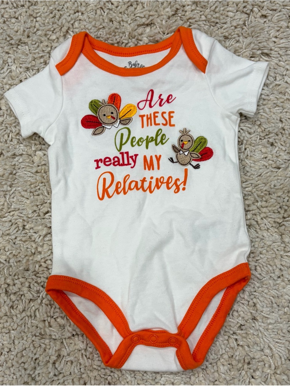 Baby Essentials White & Orange Baby One-Piece Bodysuit - Thanksgiving